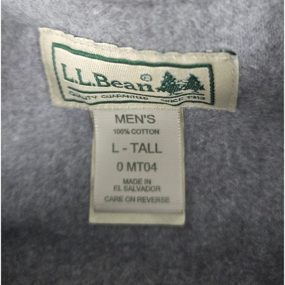 LL Bean Vintage Flannel Shirt Mens L TALL Chamois Cloth Fleece Heavyweight Gray - Picture 5 of 8